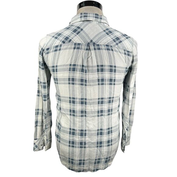 Rails Flannel Shirt Women’s Small White & Pale Blue Plaid Button Up Light - Picture 5 of 10